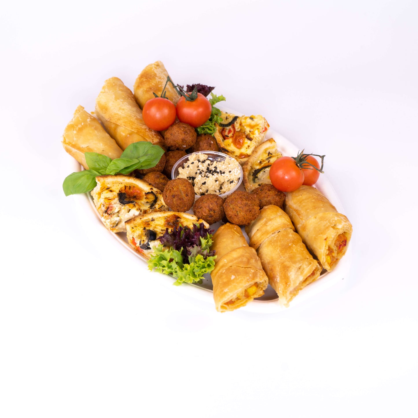 Quiche/Blätterteigstange/Falafel-Platte (VEGETARISCH)